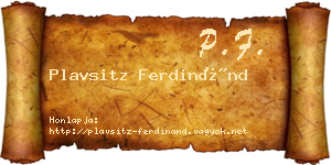 Plavsitz Ferdinánd névjegykártya